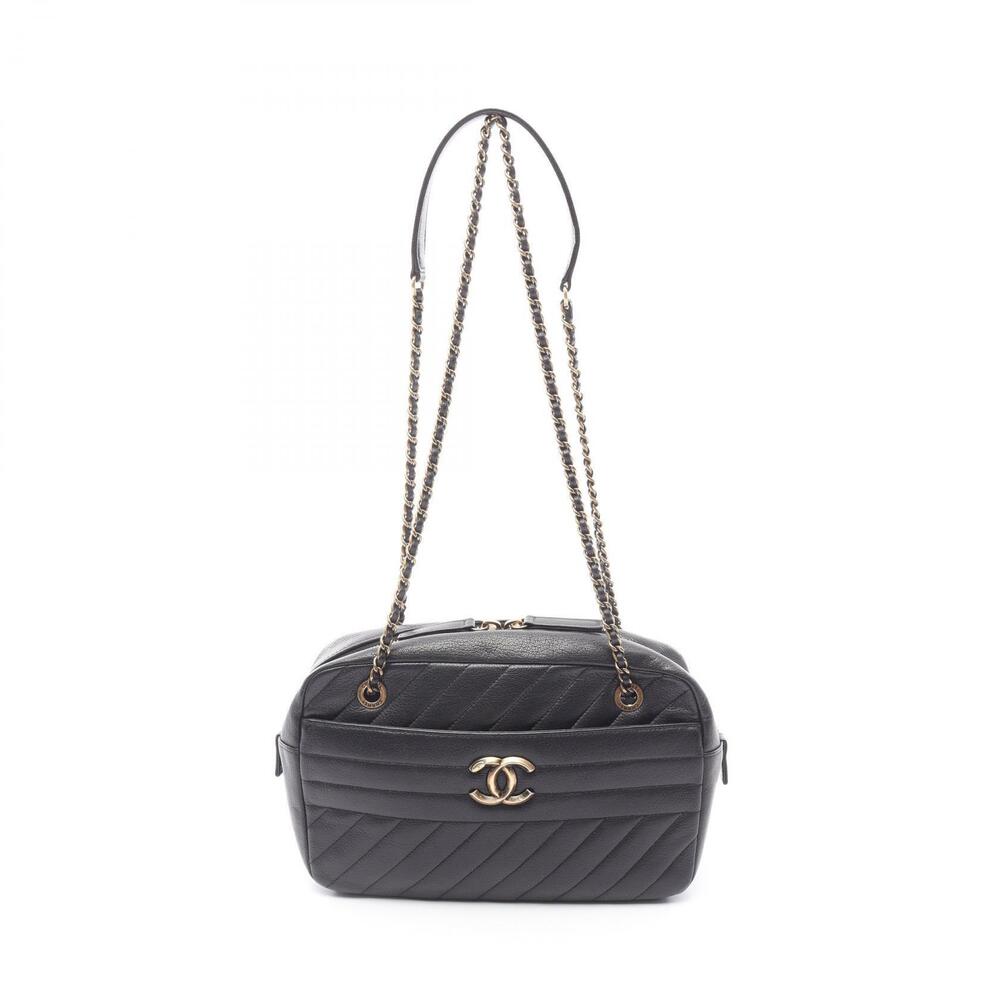 Chanel Coco Mark Shoulder Bag Calfskin Cowhide Black